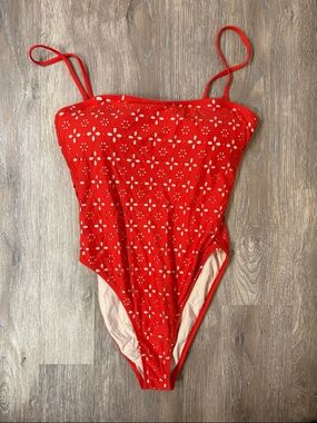J.Crew red cut out swimsuit